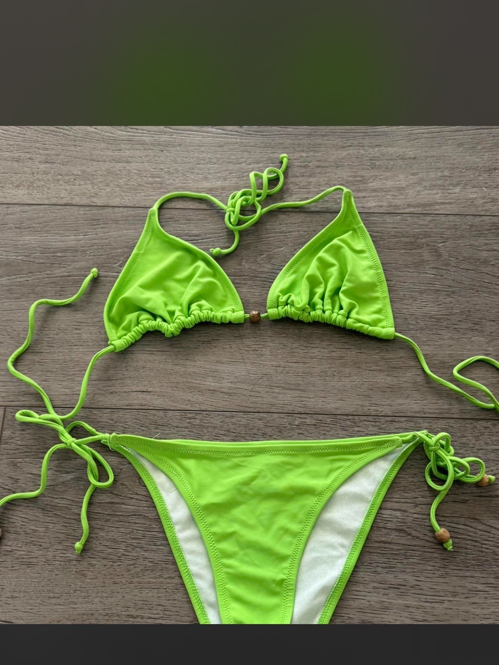 Neon Lime Triangle String Bikini - Women Swim Bikini